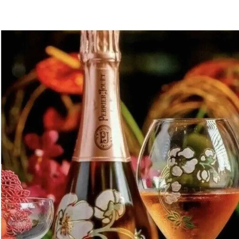 Perrier Jouet Verre Belle Epoque Hand Painted Animone Grand Champagne 6pc Set